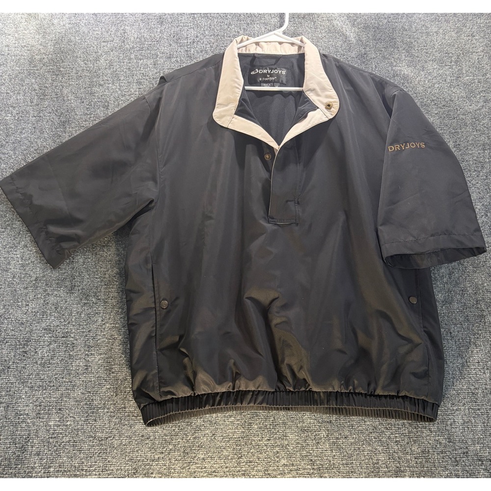 FootJoy DryJoys Mens Medium Black Short Sleeve Golf Windshirt Pullover Jacket